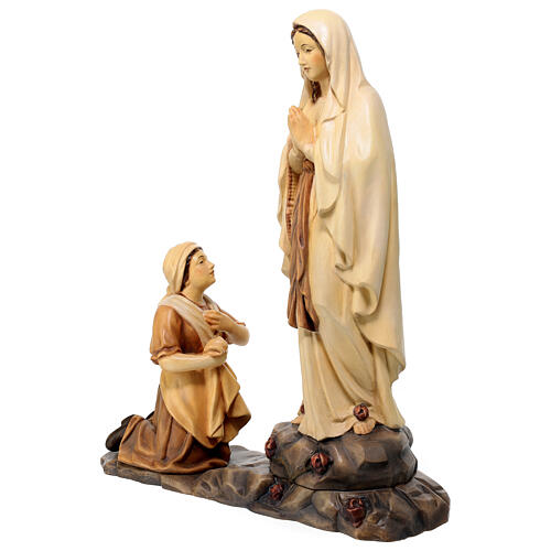 Gottesmutter von Lourdes mit knienden Bernadette Grödnertal holz braunfarbig 5