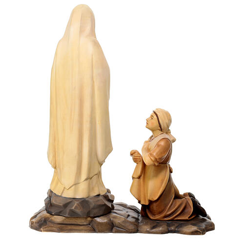 Our Lady of Lourdes and Bernadette in wood, shades of brown Val Gardena 6