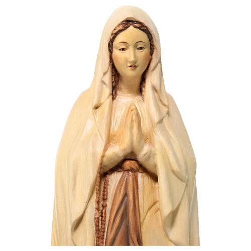 Figura Madonna z Lourdes i Bernadeta drewno Val Gardena różne odcienie 2