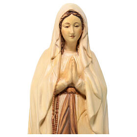 Our Lady of Lourdes and Bernadette wooden statue in shades of brown Val Gardena