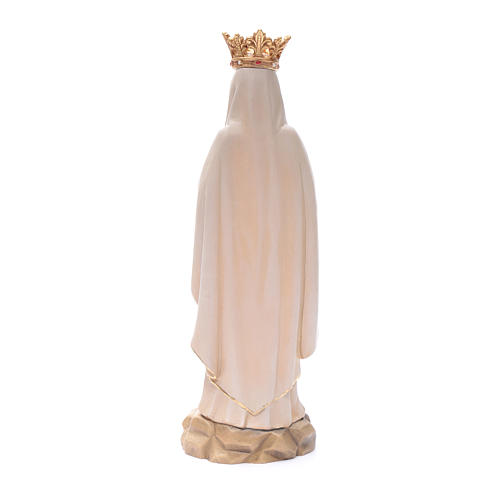 Statue Notre-Dame Lourdes avec couronne bois Valgardena nuances marron 4