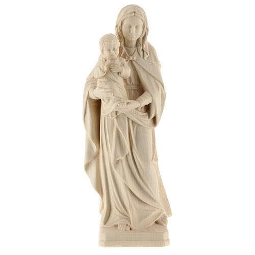 Imagen Virgen con el Niño Jesús de madera natural de la Val Gardena 1