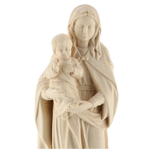 Imagen Virgen con el Niño Jesús de madera natural de la Val Gardena 2