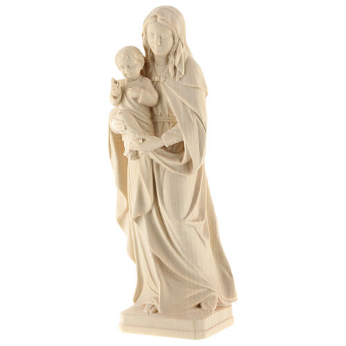Imagen Virgen con el Niño Jesús de madera natural de la Val Gardena 3