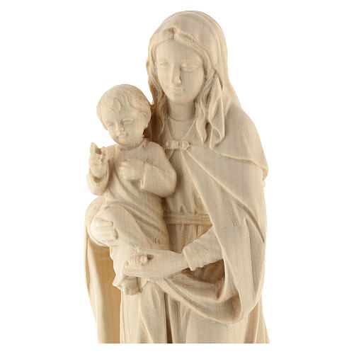 Imagen Virgen con el Niño Jesús de madera natural de la Val Gardena 4