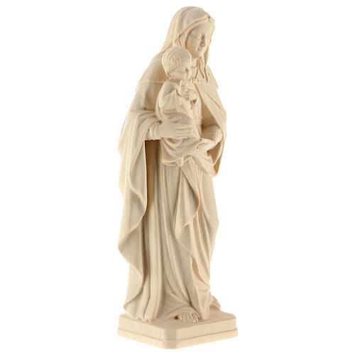 Imagen Virgen con el Niño Jesús de madera natural de la Val Gardena 5