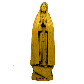 Our Lady of Fatima Valgardena wood statue with crown in shades of brown