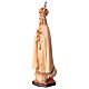 Statue Notre-Dame Fatima avec couronne bois Valgardena nuances marron s3