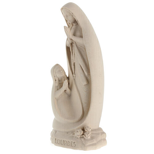 Virgen de Lourdes y Bernadette de madera natural de arce 3
