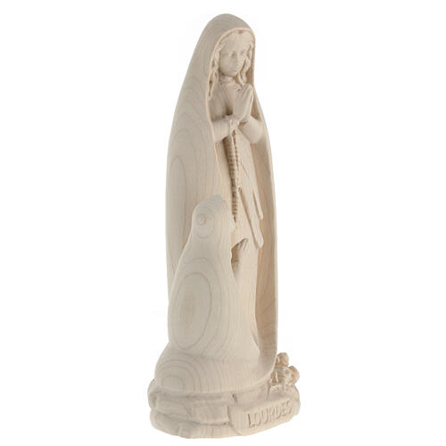 Statua Madonna Lourdes con Bernadette legno acero naturale 5