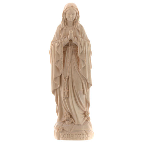 Imagen Virgen de Lourdes de madera natural de la Val Gardena 1