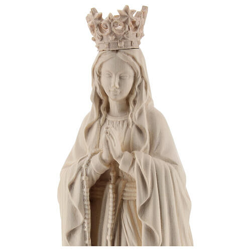 Our Lady of Lourdes with crown in natural Valgardena wood 2