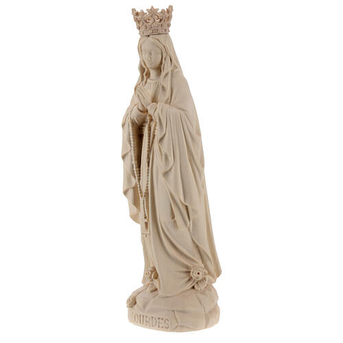 Our Lady of Lourdes with crown in natural Valgardena wood 3