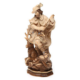 Saint Humbert in wood burnished in 3 colours Valgardena