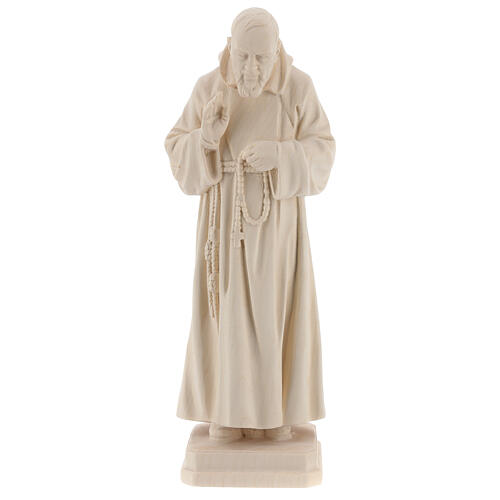 Valgardena statue of Saint Pio in natural wood 1