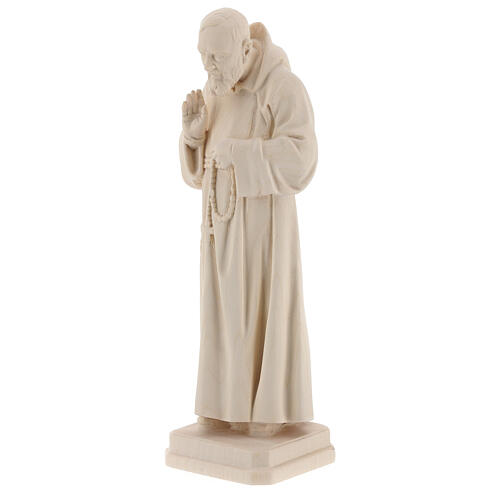 Valgardena statue of Saint Pio in natural wood 3