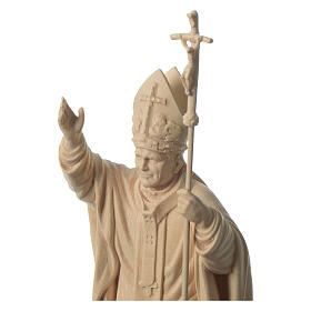 Pope John Paul II with mitre in natural maple wood of Valgardena