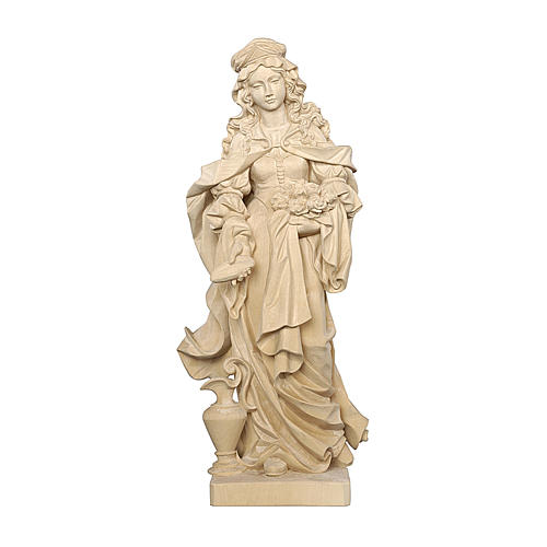 Wooden statue Saint Elizabeth with bread, Val Gardena 1