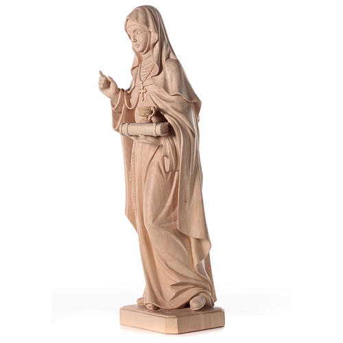 Saint Hildegard with vase painted in natural maple wood of Valgardena 4