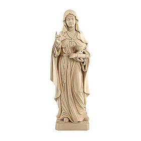 Sainte Hildegarde avec vase bois naturel Val Gardena
