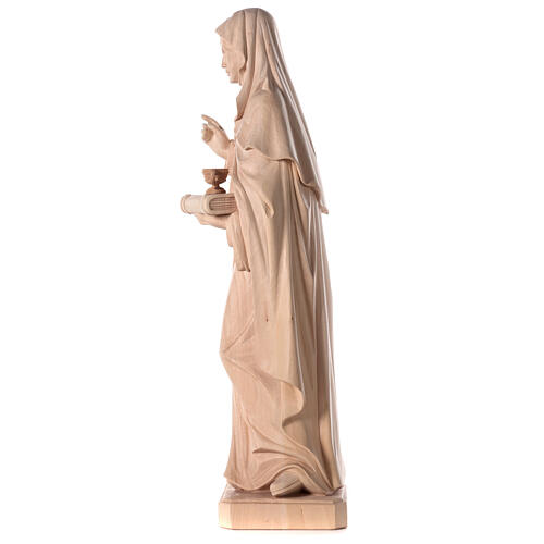 Saint Hildegard with vase painted in natural maple wood of Valgardena 7