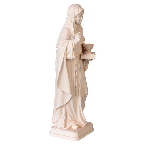 Saint Hildegard with vase painted in natural maple wood of Valgardena 3