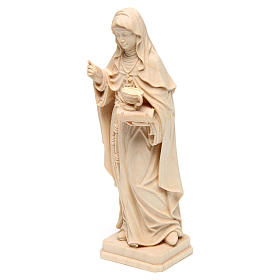 Saint Lucy with unguent jar in natural maple wood of Val Gardena