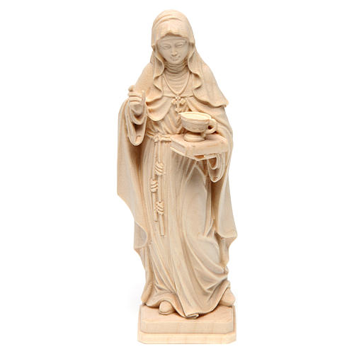 Saint Lucy with unguent jar in natural maple wood of Val Gardena 1