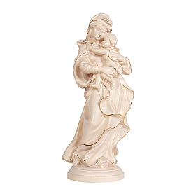 Our Lady by Raffaello in natural wood of Valgardena and wax decorated with gold painted thread