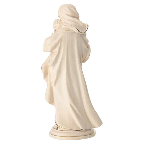 Our Lady by Raffaello in natural wood of Valgardena and wax decorated with gold painted thread 6