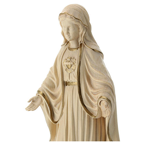 Sacro Cuore di Maria legno Valgardena cerato filo oro 4