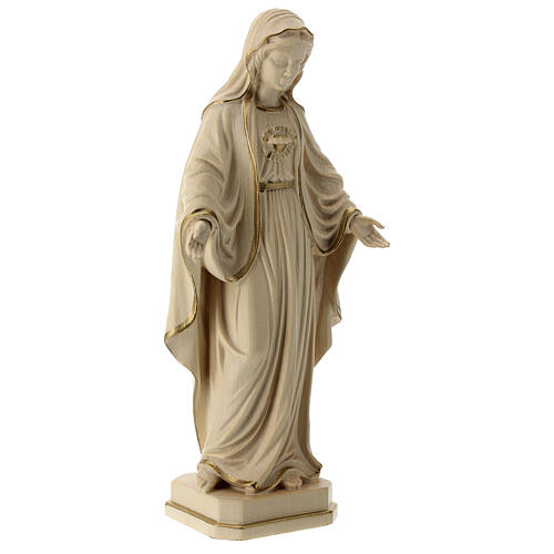 Sacro Cuore di Maria legno Valgardena cerato filo oro 5