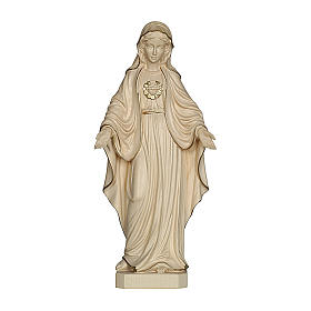 Imagens em Madeira Natural: Imaculado Coração de Maria madeira Val Gardena cera fio ouro