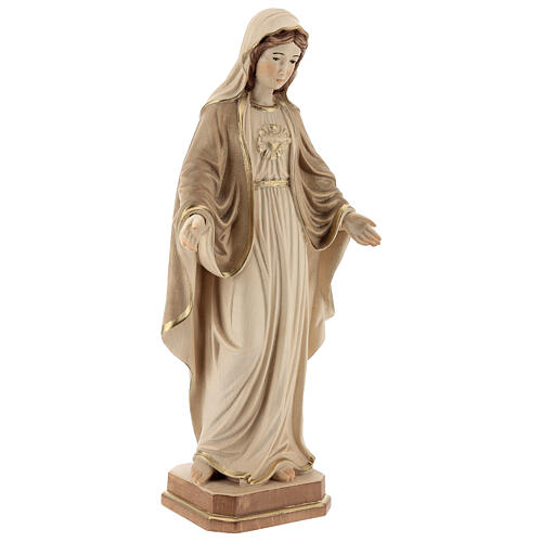 The Sacred Heart of Mary in wood of Valgardena burnished in 3 colours 5