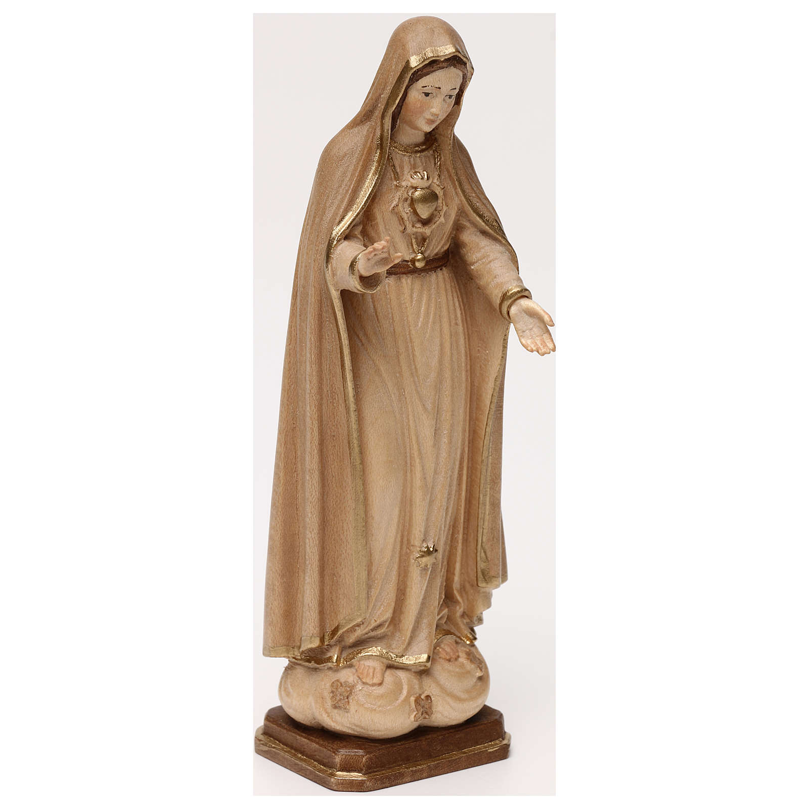 Statua Cuore Immacolato Di Maria Legno Valgardena Brunito 3 Colori