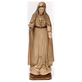 The Immaculate Heart of Mary in wood of Valgardena burnished in 3 colours