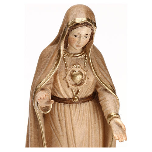 The Immaculate Heart of Mary in wood of Valgardena burnished in 3 colours 2