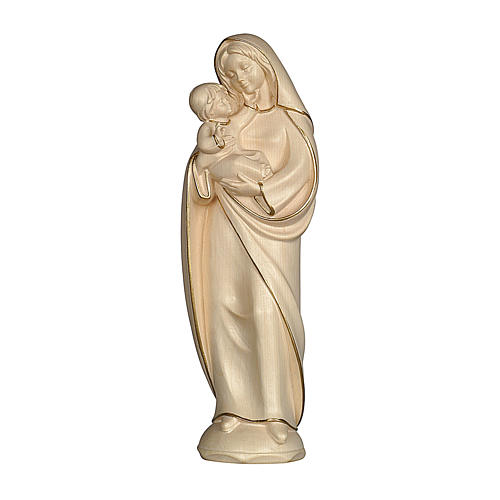 Our Lady classic model in wood of Valgardena and wax decorated with gold painted thread 1