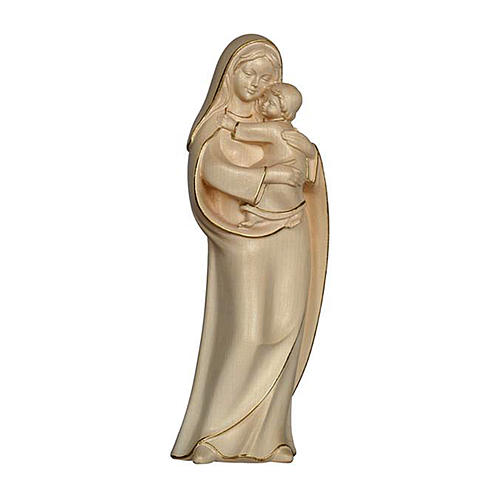 Mother of Hope statue in waxed wood with golden detail, Val Gardena 1