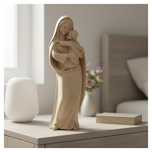 Madonna della speranza legno Valgardena cerato filo oro 2