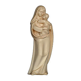 Our Lady and infant Jesus statue gold-edged waxed wood, Val Gardena