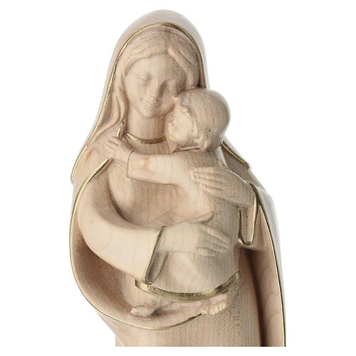 Our Lady and infant Jesus statue gold-edged waxed wood, Val Gardena 3
