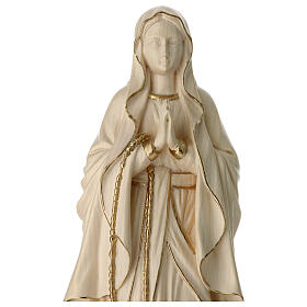 Virgen de Lourdes madera Val Gardena encerada hilo oro