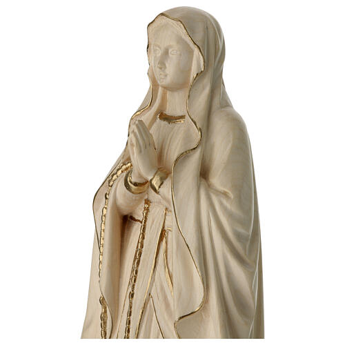 Virgen de Lourdes madera Val Gardena encerada hilo oro 5
