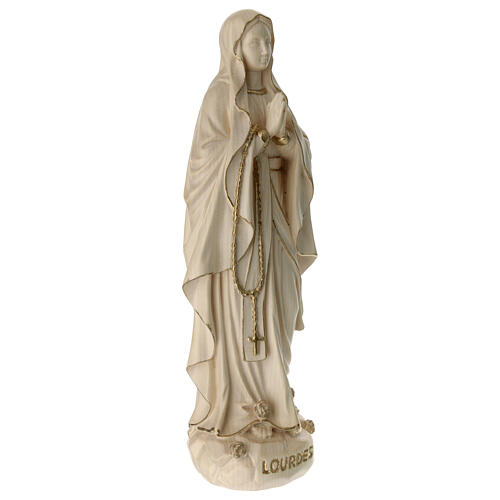 Virgen de Lourdes madera Val Gardena encerada hilo oro 6
