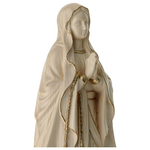 Virgen de Lourdes madera Val Gardena encerada hilo oro 7
