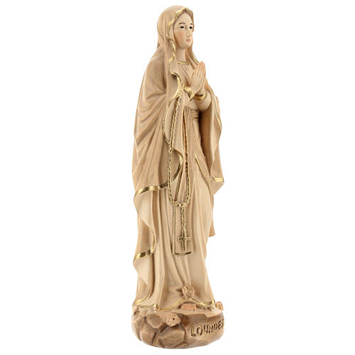 Virgen de Lourdes madera Val Gardena bruñida 3 colores 6