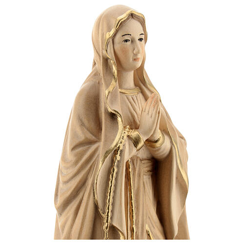 Our Lady of Lourdes in wood of Valgardena burnished in 3 colours 2