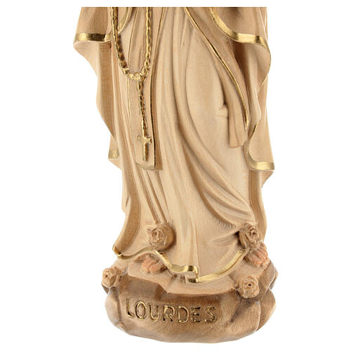 Our Lady of Lourdes in wood of Valgardena burnished in 3 colours 5