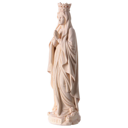 Nossa Senhora de Lourdes com coroa madeira Val Gardena natural 3